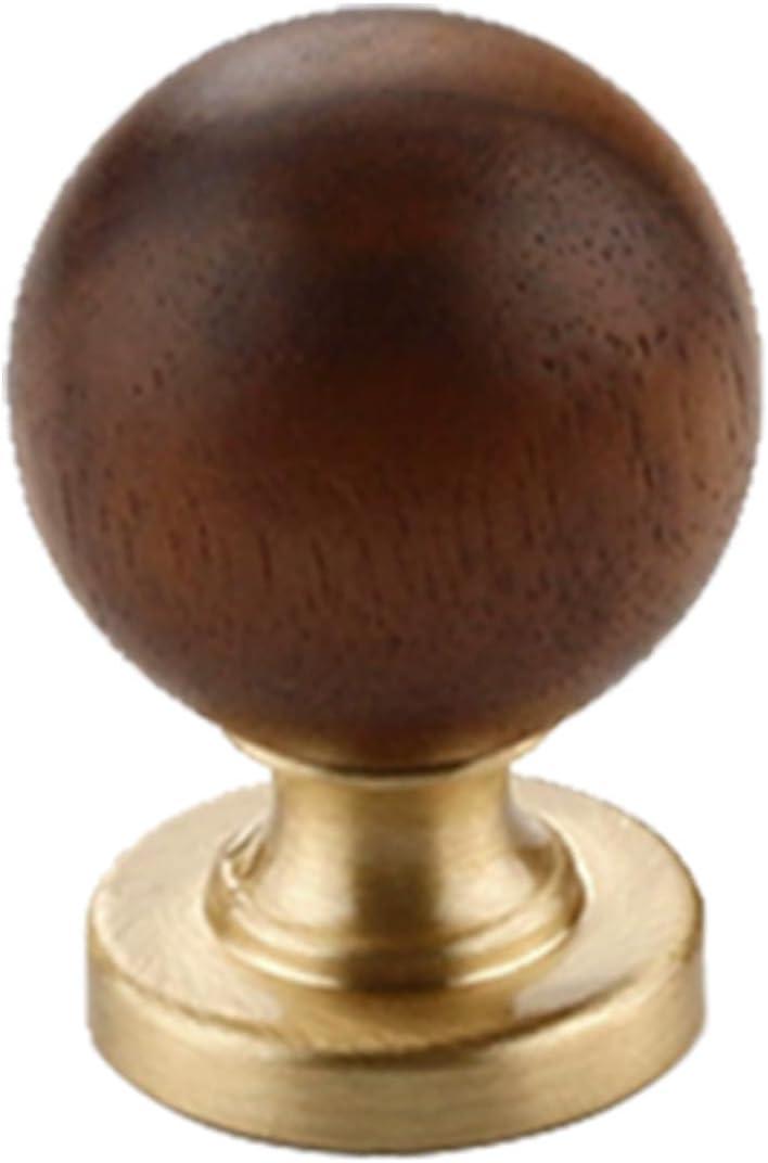 2Pcs Gold Brass Cabinet Handles, Brass Walnut Drawer Pulls, Kitchen Cabinets Knobs for Home Drawers Dresser Cupboard, Single Hole Handle, Furniture Hardware Decorative, Diameter: 29mm