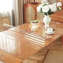 Clear Table Protector 38 x 66 Inch, 1.5mm Thick Plastic Table Cover, Waterproof PVC Clear Table Cover Protector, Desk Protector Mat, Writing Desk Pad for Desktop, Coffee & Dining Room Table