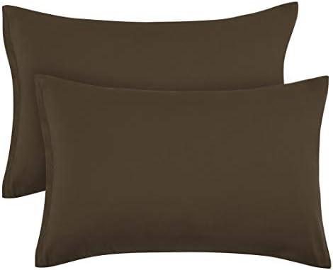 PiccoCasa Zippered Pillowcases, 100% Brushed Microfiber Polyester Pillow Case Cover, Pillow Cases Set of 2, Soft and Comfortable Queen(20"x30") Brown