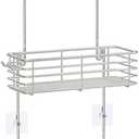 SMARTAKE Hanging Shower Head Caddy, Rustproof Bathroom Shower Shelf Organizer, SUS201 Stainless Steel Over The Storage Rack, for Toilet, Bathroom, Silver