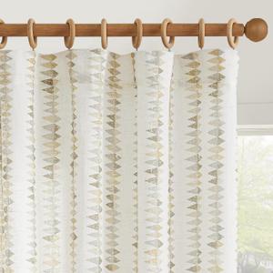 jinchan Linen Nursery Curtains for Living Room Boho Curtains for Bedroom Kids Room 96 Inches Long Geometric Printed Farmhouse Drapes Rod Pocket Window Treatment Curtain Set of 2 Panels Taupe Gray