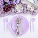 EI 150pcs Purple Plastic Plates for Party,Fancy Disposable Plates,Heavy Duty Plastic Dinnerware Set for Wedding,Easter,Afternoon Tea Party