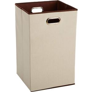 Amazon Basics Rectangular Foldable Laundry Basket Hamper, Beige/Brown