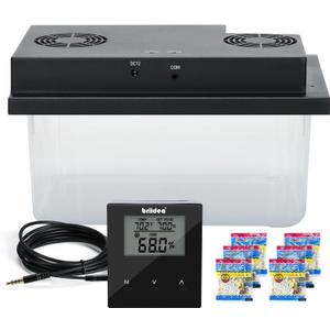 Briidea Electric Humidifiers for Cabinet (10-50 Cubic Ft.), 30% RH~80% RH Humidity Setting Values, Perfect Monitoring Temperature and Humidity, 12V Adapter Power Supply