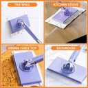Snap Grip Mini Mop,Convenient Cloth Changing Mini Mop,Retractable Gap Dust Cleaner Flat Mops with Locking Head &Sweeping Cloths,1mop + 5random Color Rags (Purple)