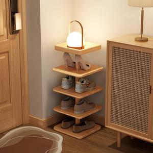 4-Tier Vertical Shoe Rack, Narrow Shoe Tower for Small Space, 11.4"D x 10.8"W x 28.8"H