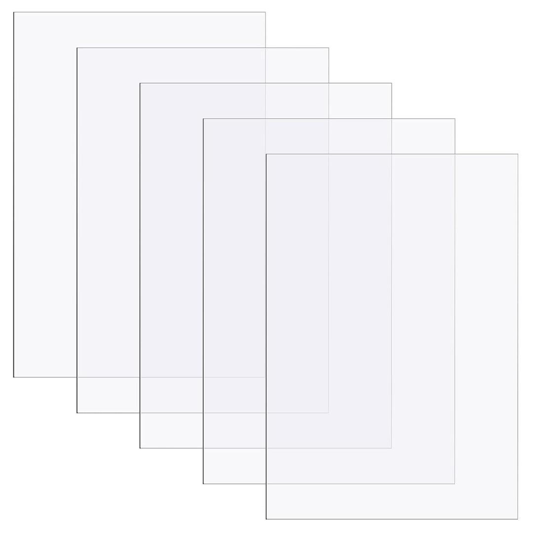 Zonon 5 Pcs Clear Polycarbonate Sheets 12 x 18 x 0.02 Inch Thin Plastic Sheet Resistant Plastic Panel Board with Protective Paper for DIY Crafts Document Picture Frames Easy to Cut Bend Mold