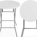 Best Choice Products 32in Bar Height Folding Table, Round Indoor Outdoor Accessory for Patio, Backyard, Dining Room, Events w/Thick Table Top, Metal Frame, Locking Legs, 330lb Weight Capacity - White