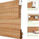 Cordless No Drill Bamboo Roman Shades, Natural Bamboo 22"W x 36"H, 36"W x 22"H-FBA