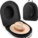 Hat Box Holder Case for Travel, Hard Travel Hat Case for Mens Fedora Hats, Crush-Proof Box for Fedora Hat Storage, Hat Carrier with Adjustable Strap, Lightweight and Classy for Travel