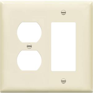 ENERLITES Combination Duplex Receptacle Outlet/Decorator Switch Wall Plate, Mid-Size 2-Gang 4.88" x 4.92", Polycarbonate Thermoplastic, 882131M-LA, Light Almond