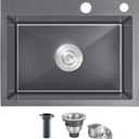 20x16 Inch Drop in Kitchen Sink, 304 Black Stainless Steel Sink