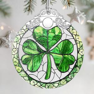Christmas Ornaments: Stained Glass Ornament, Christmas Tree Ornament, Hanging Ornaments for Home Decor & Xmas Tree Decorations Exquisite Holiday Decor, Gifts & Holiday Present - Shamrock