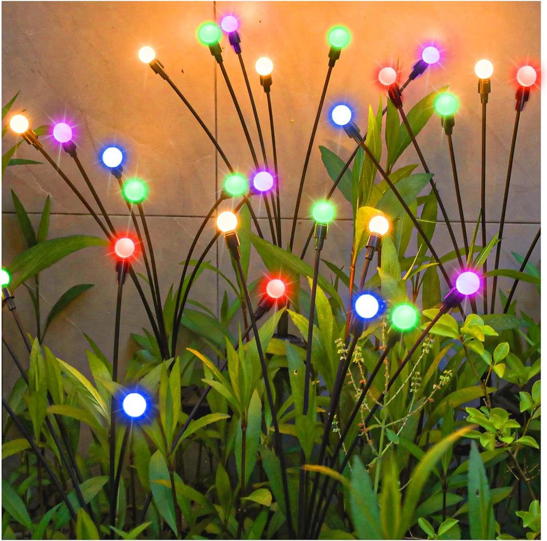 TONULAX Solar Garden Lights, Starburst Swaying When Wind Blows, Solar Lights Outdoor Decorative, Color Changing RGB Light for Yard Patio Pathway Decoration (4 Pack)