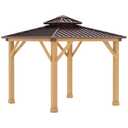 Garvee 10x10 FT Wooden Double Roof Gazebo Outdoor Canopy Shelter with 4-Post Design for Patio, Backyard, Garden & Wedding Parties
