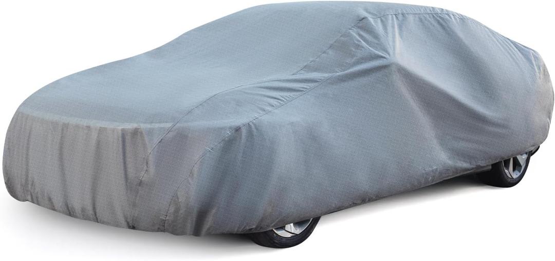 Season Guard Car Cover Dirtproof, Water-Resistant, Breathable, Snow Dustproof, Indoor and Limited Outdoor Car Covers Fits Sedans up to 200", Gray