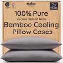 Bambaw 100% Viscose Derived from Bamboo Pillow Cases Queen Size Set of 2, Queen Cooling Pillow Cases with Envelope Closure, Breathable & Super Soft Pillow Cases, Anti Acne Pillow Cases (Dark Gray)