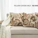 Mika Home Pack of 2 Decorative Throw Pillows Cases Cushion Cover for Sofa Couch Bed,Sunflower Pattern,20x20 Inches,Brown Cream