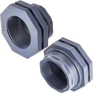 2 Pcs 4 Inch PVC Bulkhead Fitting Water Tank Connector Plumbing Bulkhead Pipe Fitting NPT for Rain Barrels, Aquariums, Tubs, Pools