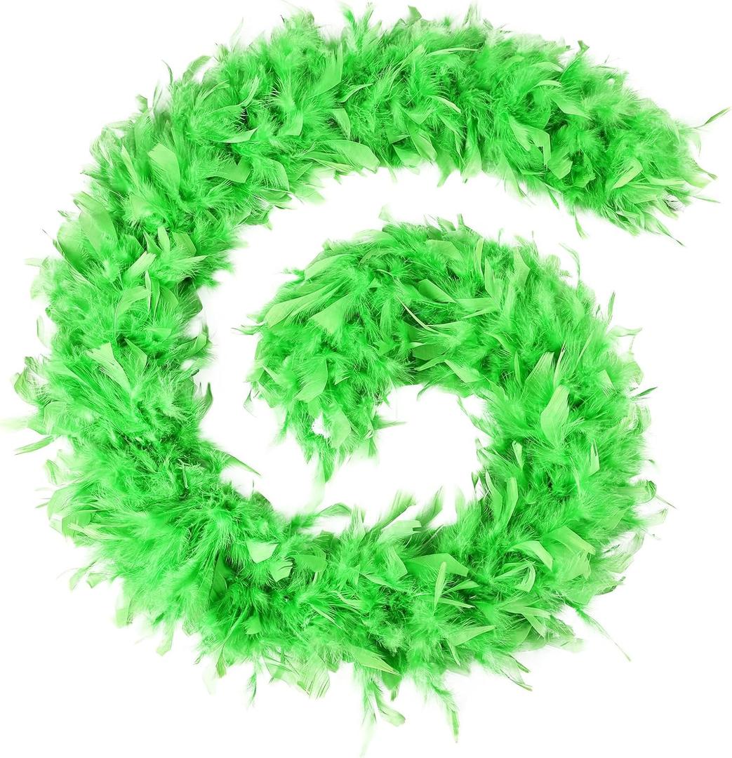 80g Green Feather Boas 2 Yards Turkey Chandelle Feathers Boa for DIY Craft Wedding Party Dancing Halloween Christmas Home Costume Decoration