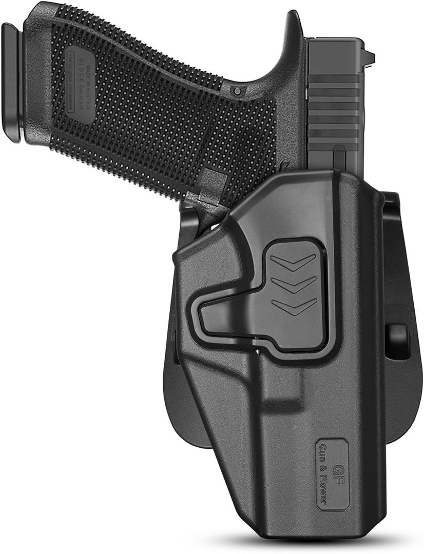 GUN & FLOWER OWB Holster - Select Your Fit for: Glock 17/19/19X/31/32 (Gen 1-6) & G22/23 (Gen 1-4), Ruger RXM, PSA Dagger Compact, Level II Retention - Right Hand