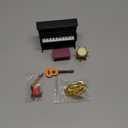 Dollhouse Miniature Musical Instrument Set in 1:12 Scale, Mini Dollhouse Musical Instrument Model Includes  Piano Trumpet Saxophone Electric Guitar, Model Accessory F