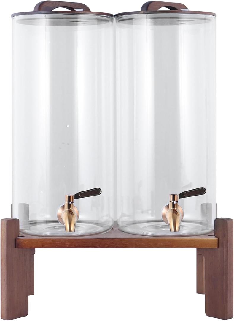 2PCS 1.6 Gallon Drink Dispenser,Glass Water Dispenser with Stand,Beverage Dispenser with Stainless Steel Spigot,Drink Dispensers for Parties,Bars,Restaurants