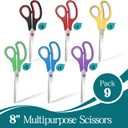 9 Packs 8" Sewing Craft Scissors Bulk,Multipurpose Heavy Duty Sharp Paper Scissors,All Purpose Stainless Steel Scissors for Home Office Student Teacher Supplies