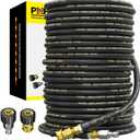 POHIR Power Washer Hose 100FT 3/8'' High Tensile Wire Braided Car Wash Water Hose, with 2 Quick Connect Kits Compatible M22 14 mm, 1/4 Inch Hose for Pressure Washer, 4200 PSI