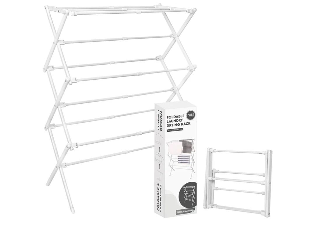 Enhanced Clothes Drying Rack | Foldable Drying Rack Clothing for Laundry | Small Collapsible Portable Dryers for Laundry | Use for Indoor & Outdoor | White 37.5"x29"x12"