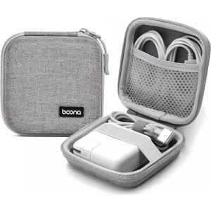 Small Travel Carrying Storage Case, 4.4"x4.4" Charger Organizer, Pouch compatible with MacBook Power Adapter, Laptop Accessories Cables, Cords, USB Drives, Earphones (Grey-Small-Oxford)
