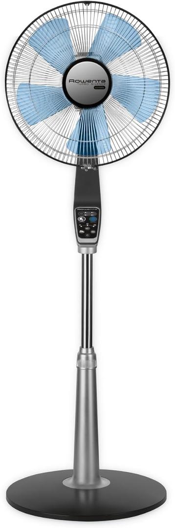 Rowenta Pedestal Fan, 53 Inches, Ultra Quiet Oscillating Fan for Bedroom, Portable, 5 Speeds, Refresh Up to 23-Feet, Silver, Indoor, VU5670