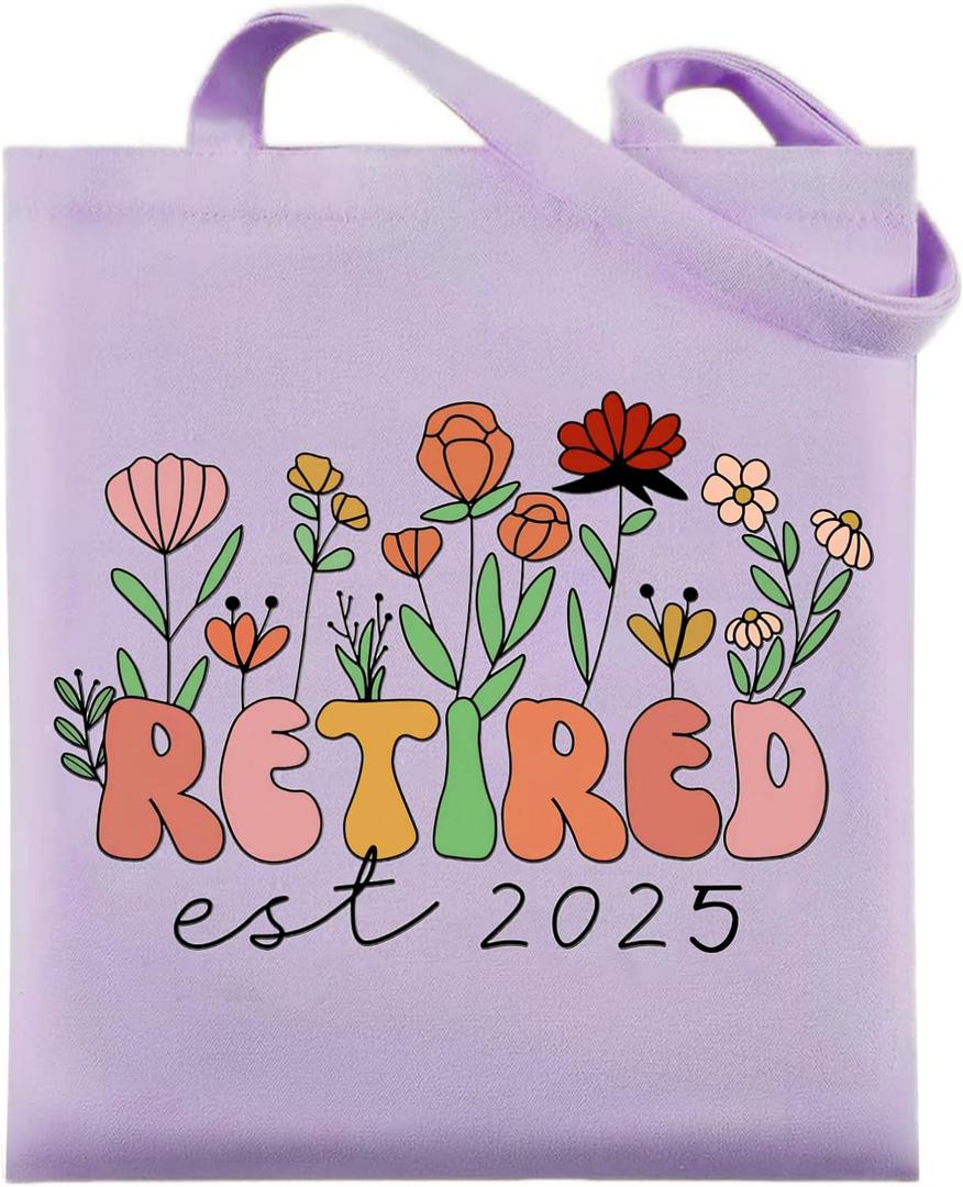 Maciebelle Retirement Gift for Woman, Cool Retirement Gifts for Women, Canvas Tote Bag Best Gifts(Purple)