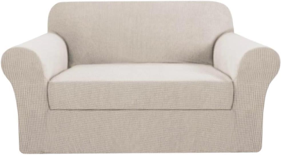 H.VERSAILTEX Loveseat Covers 2 Piece Stretch Sofa Couch Slipcover for Love seat with Individual Seat Cushion Cover Deluxe Textured Jacquard (58"-70", Island Fossi)