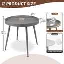 BOOSDEN Round Side Table, Small Circle End Table for Indoor Outdoor, Gray | Modern Bedside Table for Bedroom, Living Room, Patio, Garden, Balcony, Backyard, Patio, Accent Nightstand for Small Space