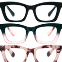 REAVEE Oprah Style Reading Glasses for Women, Blue Light Blocking Cute Oversized Square Computer Readers Spring Hinge