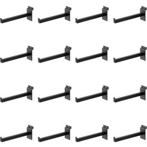 16 Pack Heavy Duty Tube Slatwall Shelf Brackets, Metal Tubular Slat Wall Brackets with Lip, Slatwall Accessories for Garage, Retail, and Home Storage