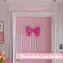 Pelopy Pink Bow Metal Wall Decor Coquette Bow Wrought Iron Wall Art Cute Preppy Room Decor Pink Horizontal Hanging for Bedroom Bathroom Kitchen Above the Door Bed Window