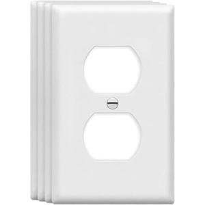 ZEFTV Duplex Wall Plates 1-Gang Switch Outlet Electrical Cover Plate Unbreakable Thermoplastic Faceplate for Light Receptacle Outlet Switch, White (4 Pack)