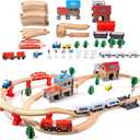 88 PCS Wooden Train Set  Toy Train with Tracks for Kids Ages 3-7, Ideal ElectricToy Train Set for Boys and Girls