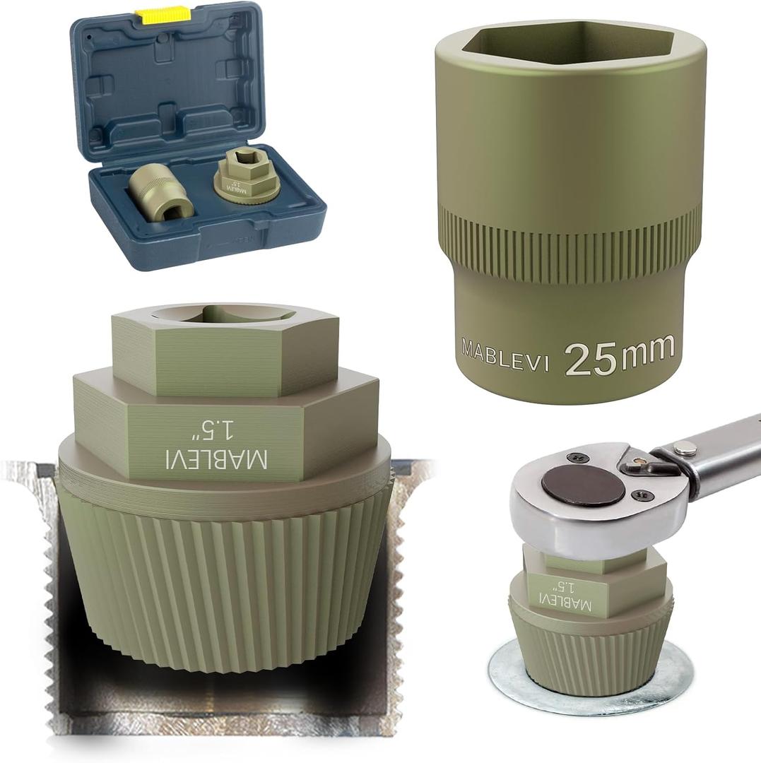 MABLEVI 1.5" Tub Drain Extractor with 1inch Socket, Remove The Old, Broken, Stubborn, Rusted Drain Tub Bathtub Stopper, Plumbing Tools with Solid Storage Case (2-Piece)