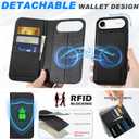 SHIELDON Detachable Case Wallet for iPhone Air 6.5-inch 5G | Genuine Leather, 2 in 1 Design, Wireless Charging, Kickstand, RFID Blocking Card Holder, Flip Magnetic Cover 2025 - Pebbled Black