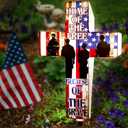 DoubleFill Memorial Day Cross Garden Stake Patriotic Solar Lighted Home of Free Memorial Solar Outdoor Yard Decorations Light up Night Cross Stake Decor for 4th of July Independence Day