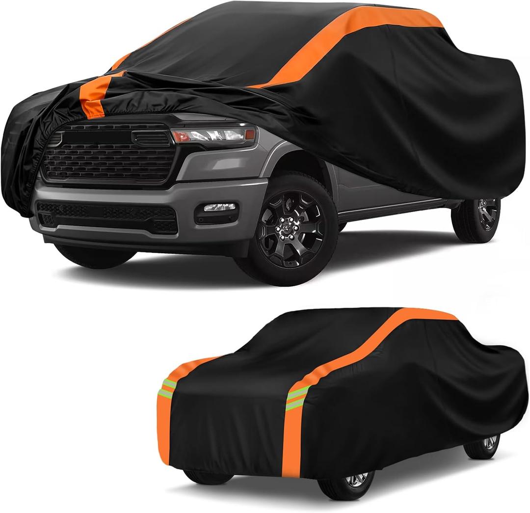 Truck Cover for 2009-2025 Dodge Ram 1500 Crew Cab Short Bed, Multi-Layer Pickup Covers Waterproof All Weather with Zipper Door, Sun Rain Dust Snow Protection