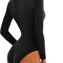 SINOPHANT Long Sleeve Bodysuit for Women Crew Round Neck Basic Stretchy Slim Fit Body Suit Top (Beige, Large)