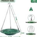 Hanging Bird Bath & Feeder Bowl, 12 in Outdoor Bird Bath with Chains, Durable Weather-Resistant PP, Antique Green, Backyard Garden Decor