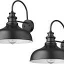 Bestshared Outdoor Farmhouse Barn Lights, 11.5 Dome Industrial Wall Sconces, Exterior Wall Lighting Fixture, Outside Light for Front Door Porch Garage (2Pack, Black+White)