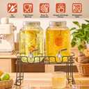 1 Gallon Glass Drink Dispensers for Parties, 2PACK Beverage Dispenser with Stand, Fruit Infuser and Stainless Steel Spigot 100% Leakproof, Beverage Dispenser for Lemonade Sun Tea