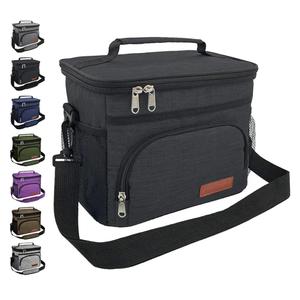 ExtraCharm Insulated Lunch Bag for Women/Men - Reusable Lunch Box for Office Picnic Hiking Beach - Leakproof Cooler Tote Bag Organizer with Adjustable Shoulder Strap for Adults - Black