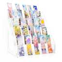 TrendTrust Acrylic Bookmark Display Stand with Divided Pockets, Portable Sticker Holder Tiered Display Stand, Clear Desk Organizer for Home, Retail or Craft Fair Use(25 Pockets, 5 Tier)